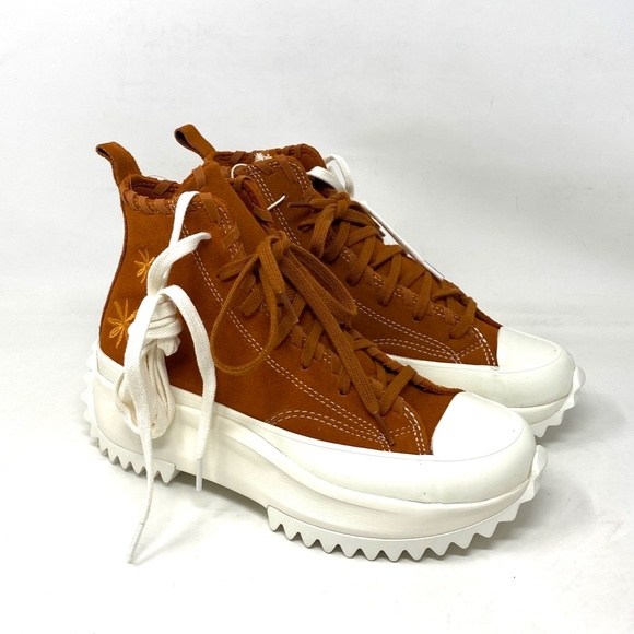 Converse Run Star High Platform Casual Sneakers For Women Suede Brown A04299C - Picture 6 of 9
